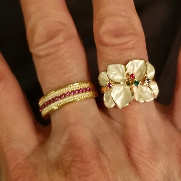 Christmas rings! Enamel rings, one sterling silver, NWOT - Picture 1 of 12